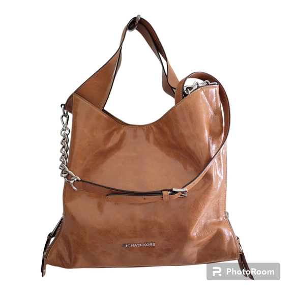 Michael Kors Devon Genuine Leather Large Tote Bag in Rich Caramel Magnetic Snap - Picture 13 of 15